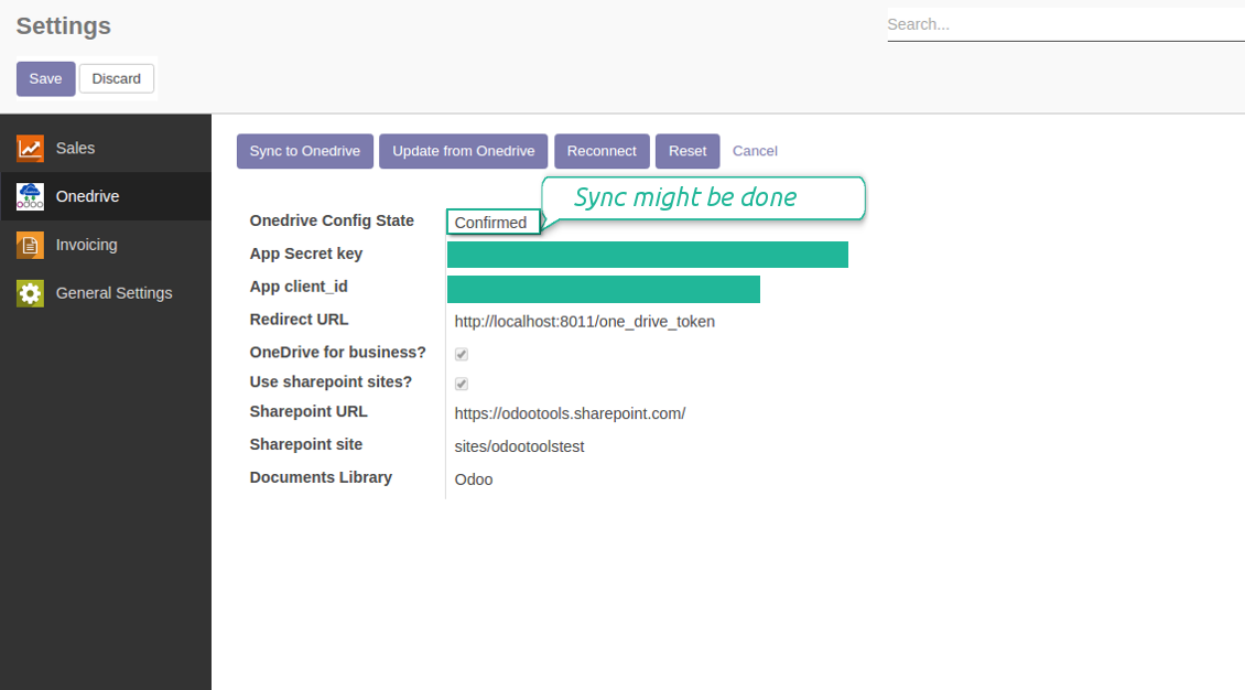 Odoo SharePoint Site configuration