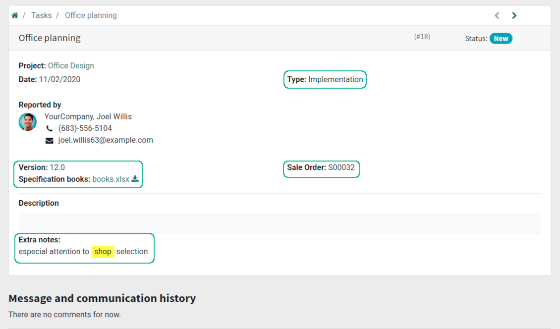 Tasks' custom fields in portal