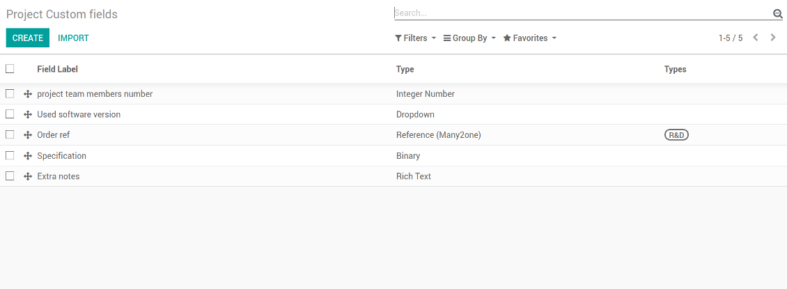 Customize properties of Odoo projects
