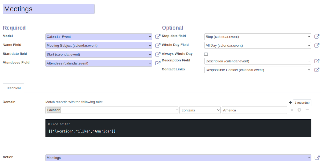 Odoo events joint calendar