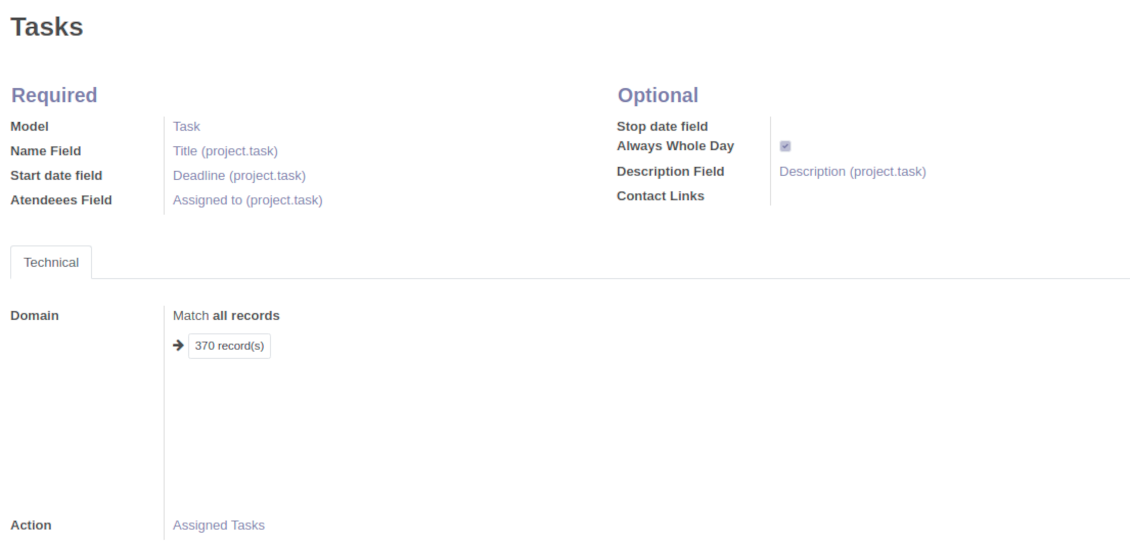 Odoo tasks shared calendar