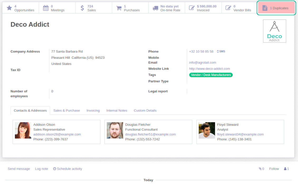 Odoo search customers duplicates