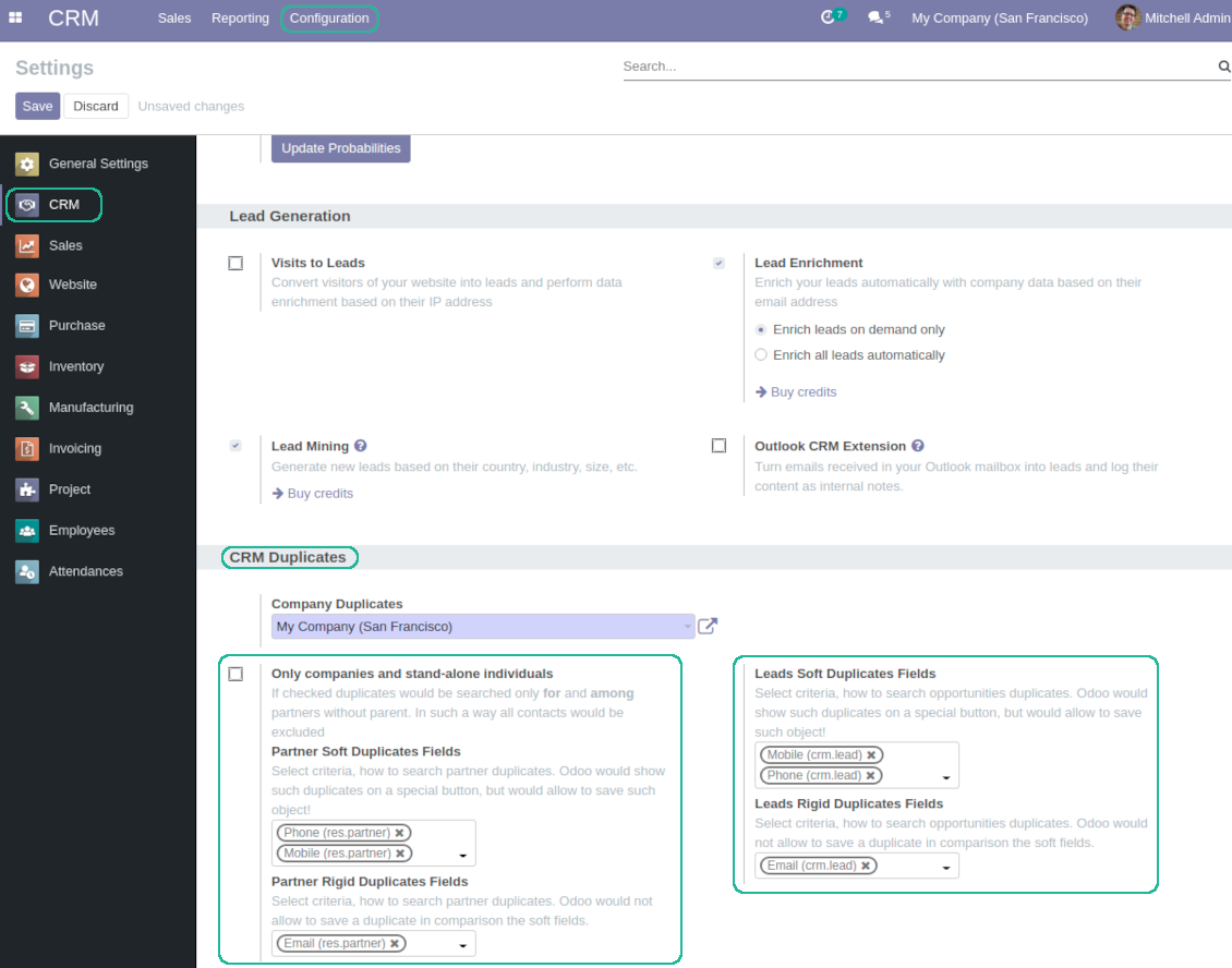 Odoo configure soft and rigid criteria to search duplicates