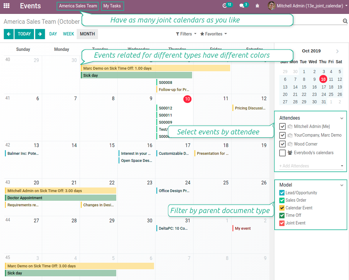 Odoo super calendar events