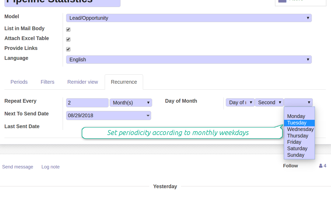 Monthly reminder by weekdays