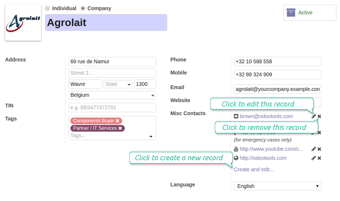 Contact details editable