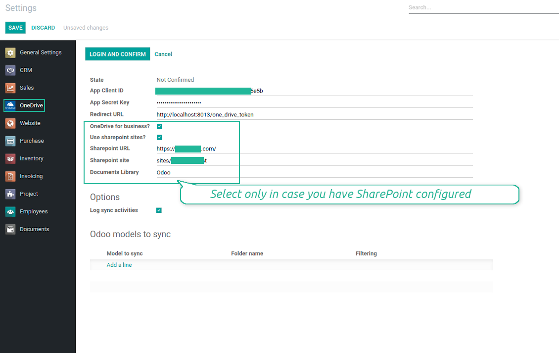 Configure Odoo for Onedrive personal