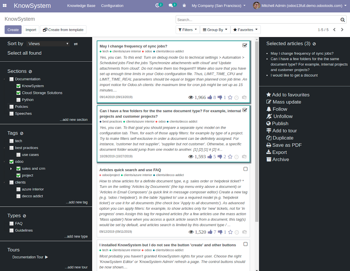Innovative interface for knowledge base