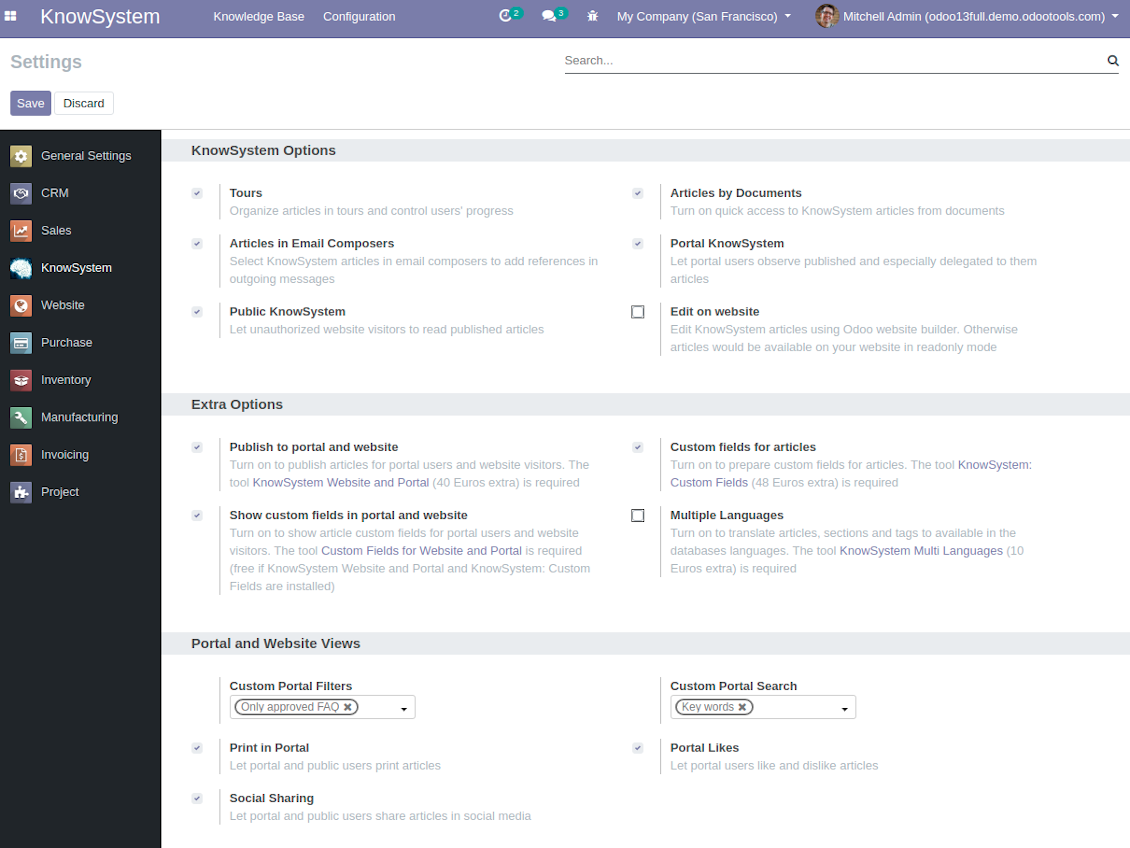 Knowledge base options