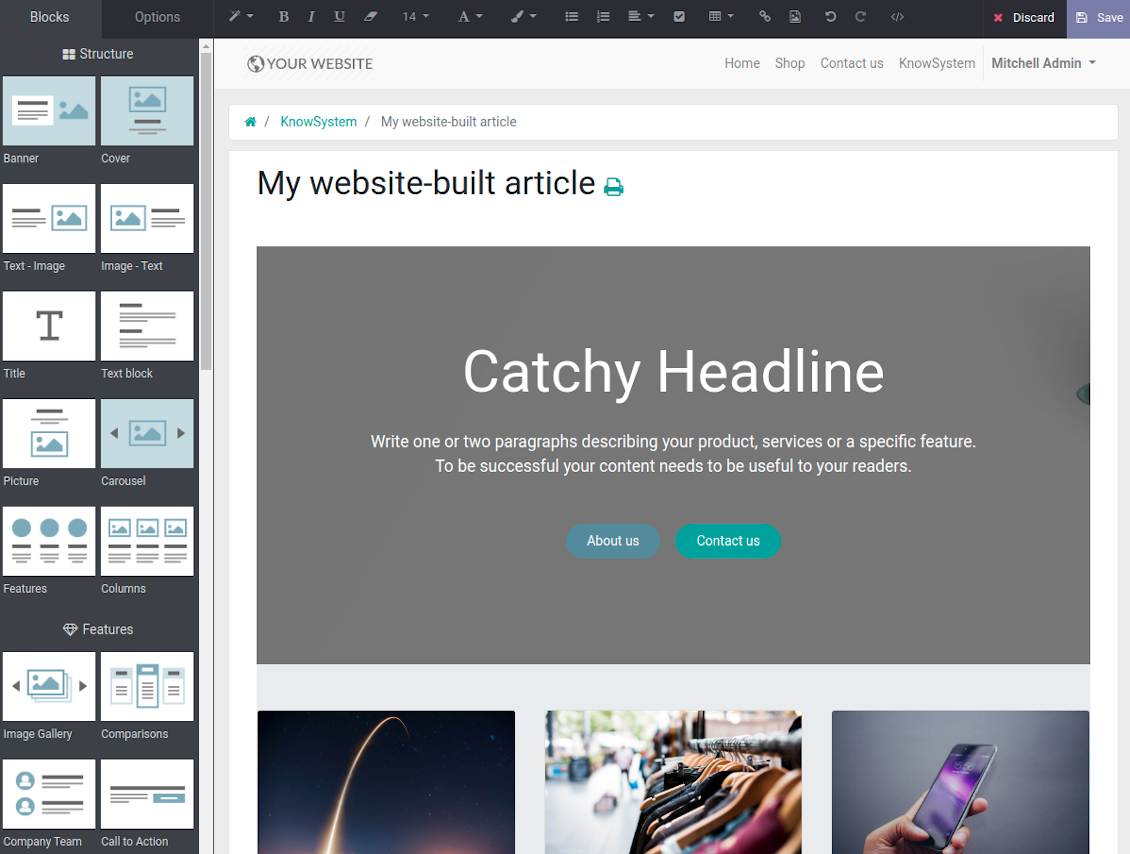 Knowledge base website builder
