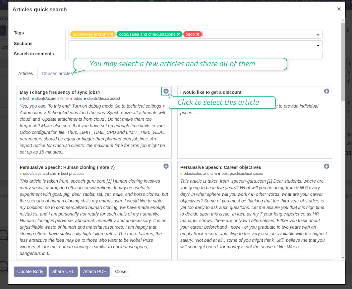Articles share in communications