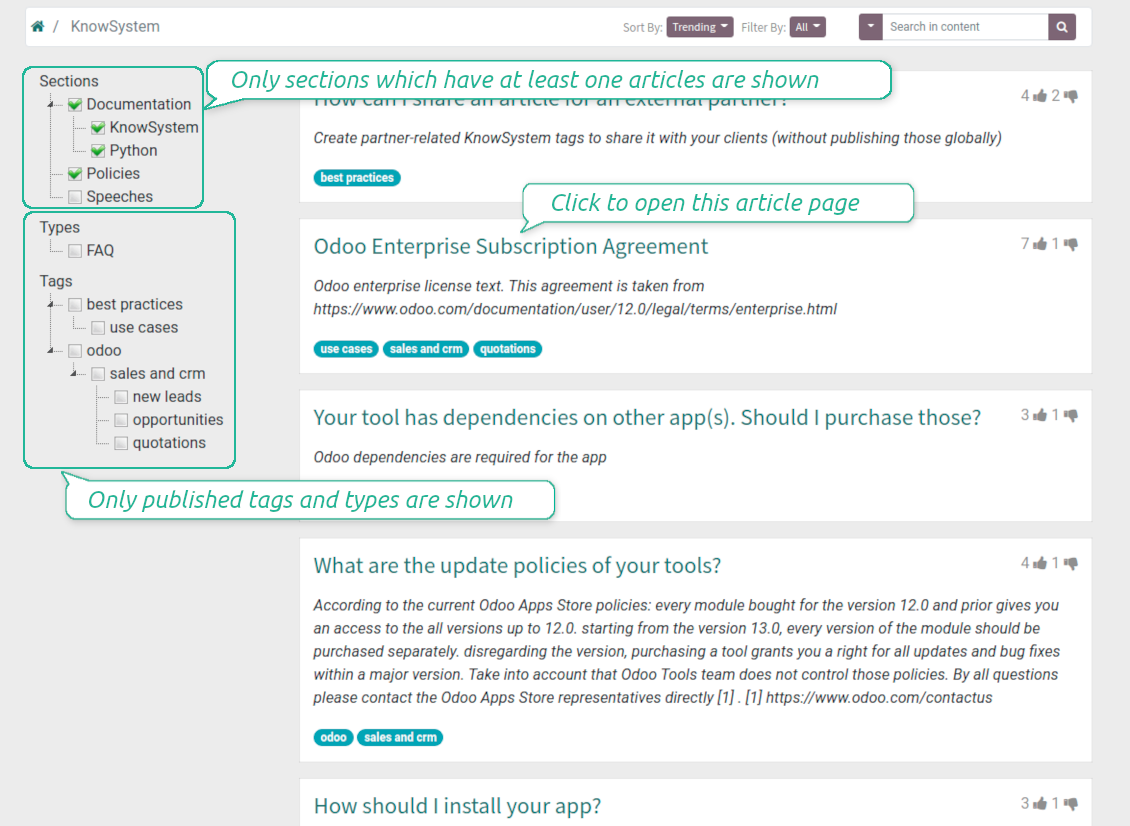 KMS portal and website navigation