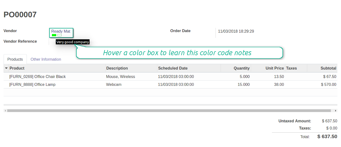 Supplier color codes