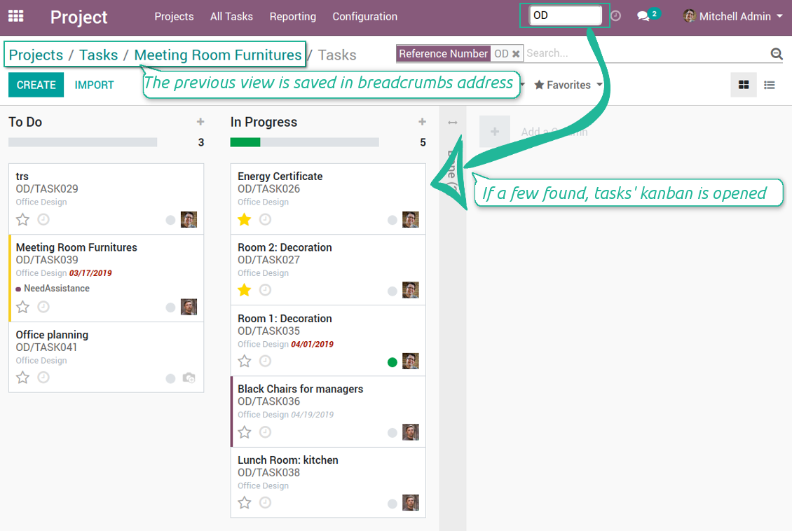 Few tasks found by quick access