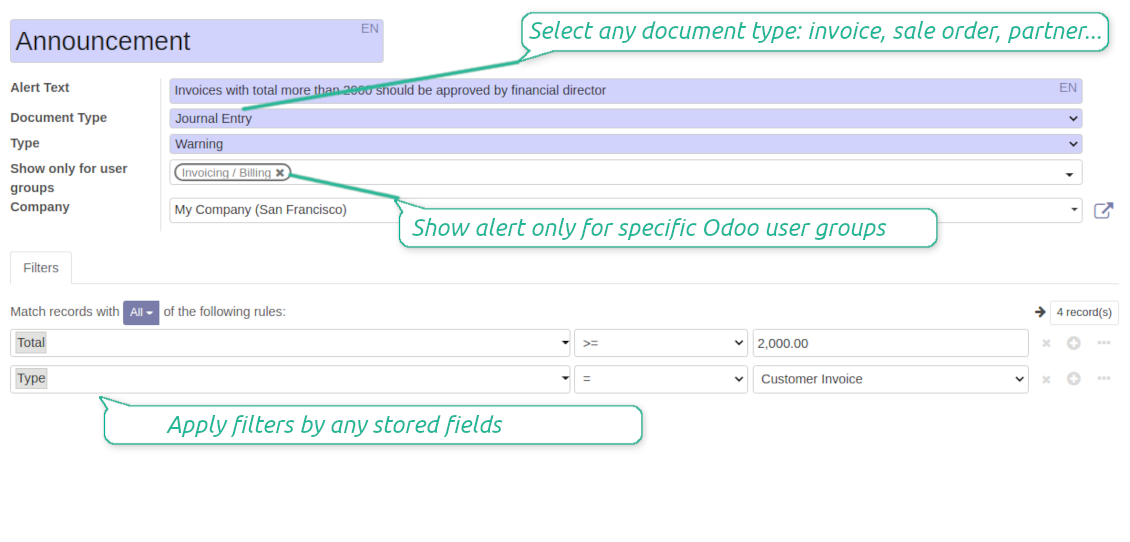 Invoices alerts