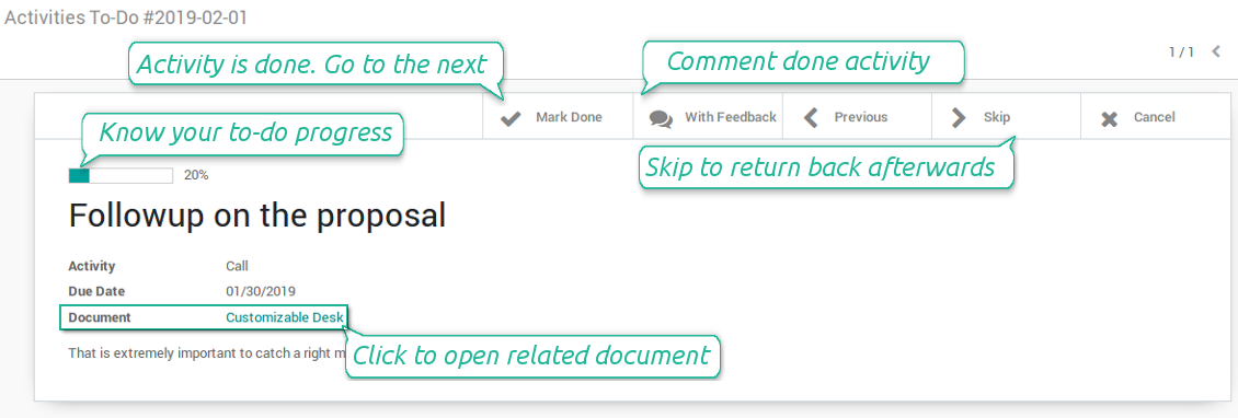To-do activities interface