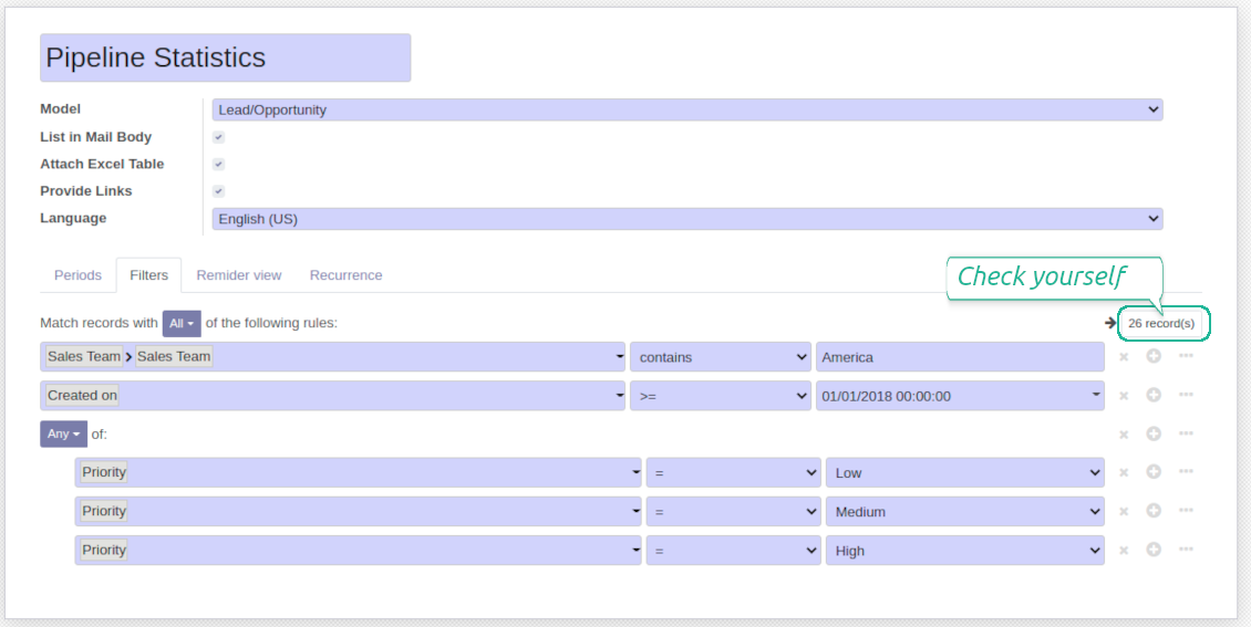 Dynamic lists filter