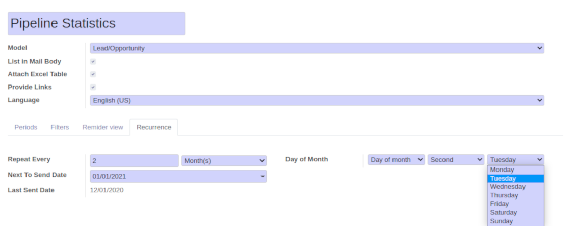 Monthly reminder by weekdays