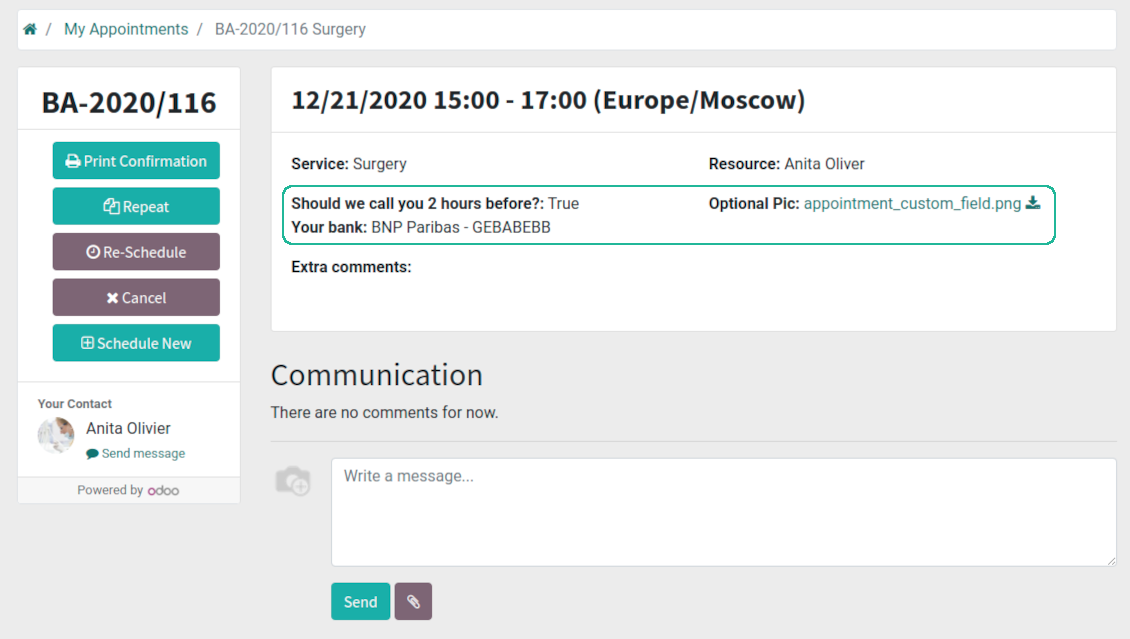Reservation custom portal view