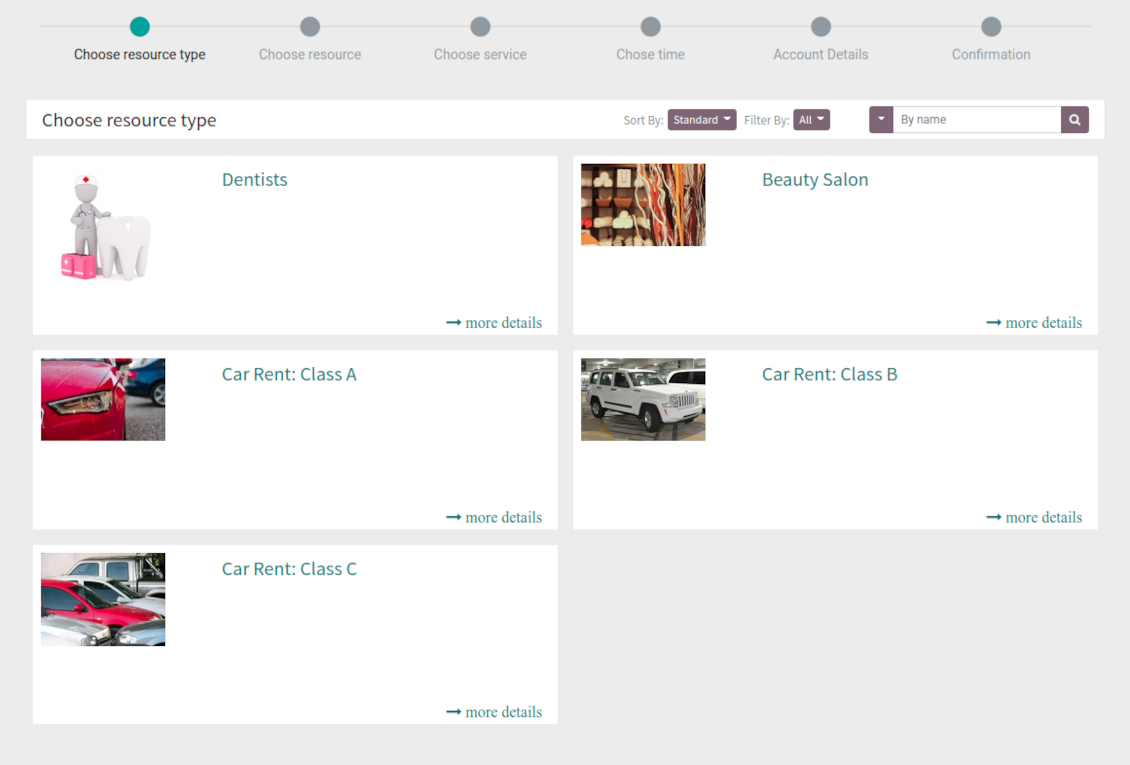 Website list of businesses for appointments