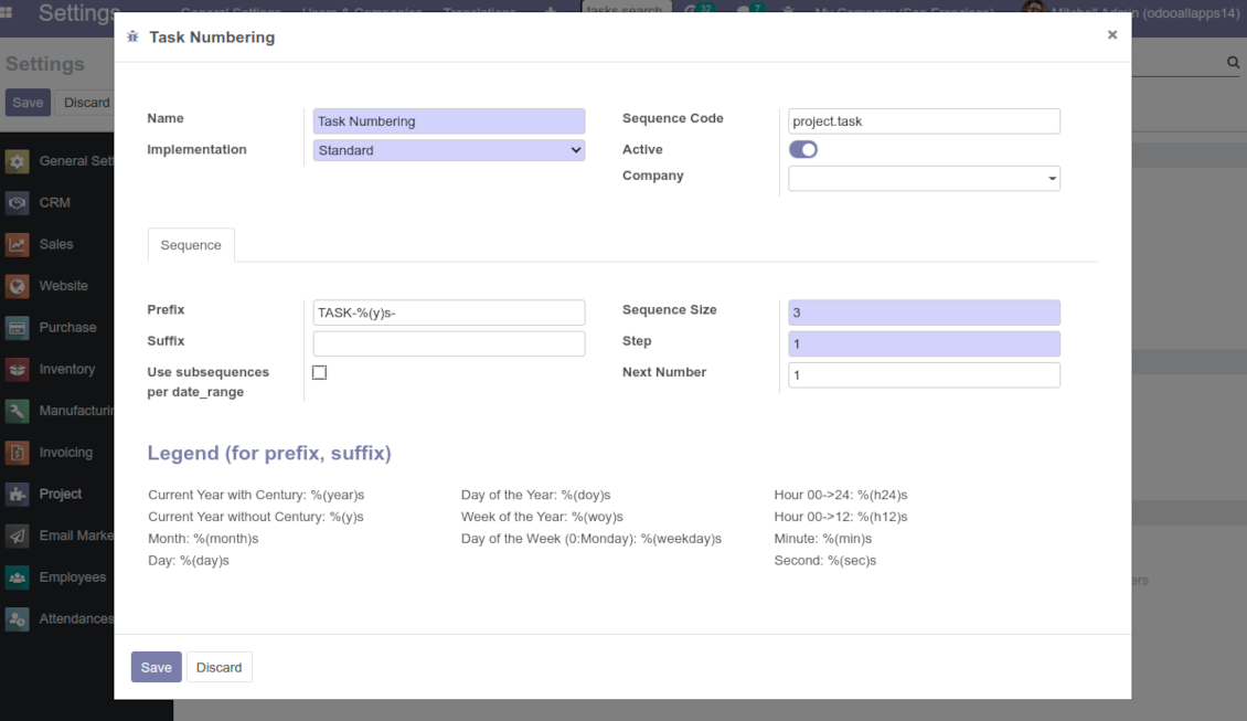 Project task ir sequence