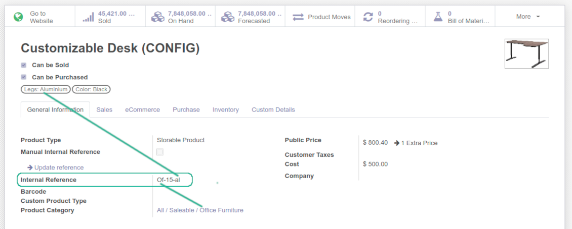 Odoo product automatic code example