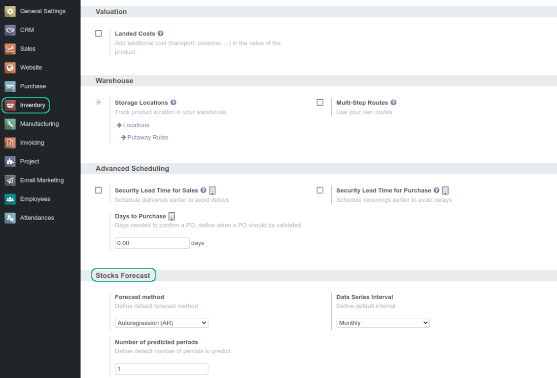 Default values to generate a report