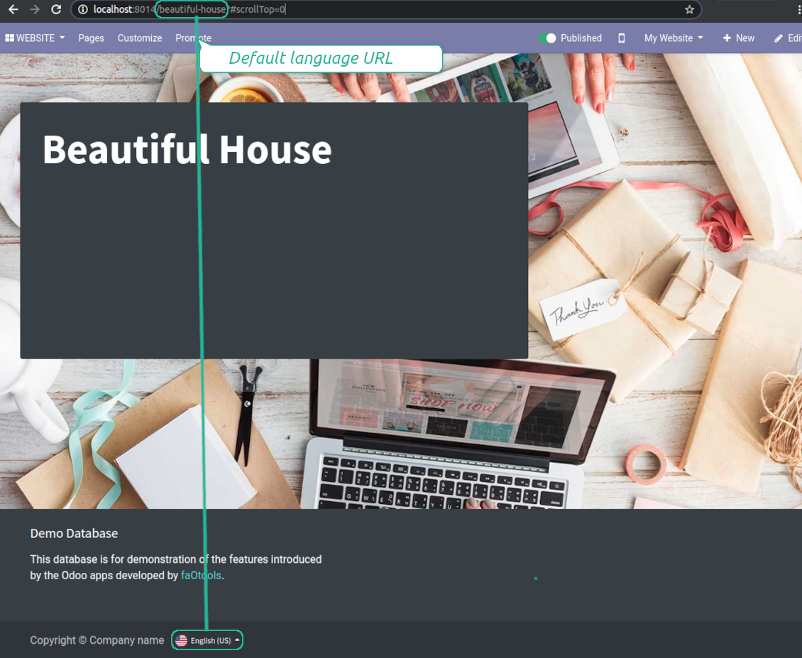 Odoo page address in default language