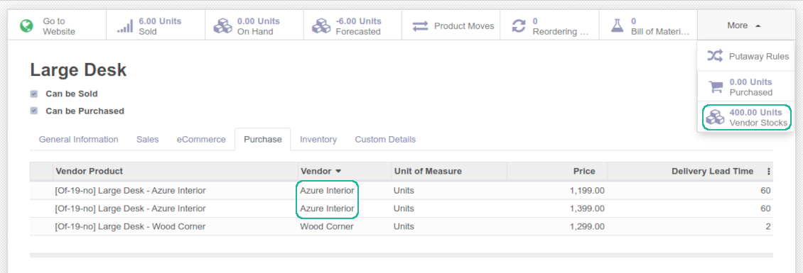 Product variant supplier inventories
