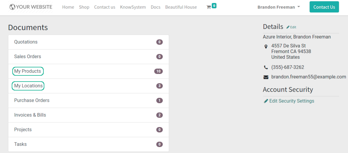 Main page of supplier portal