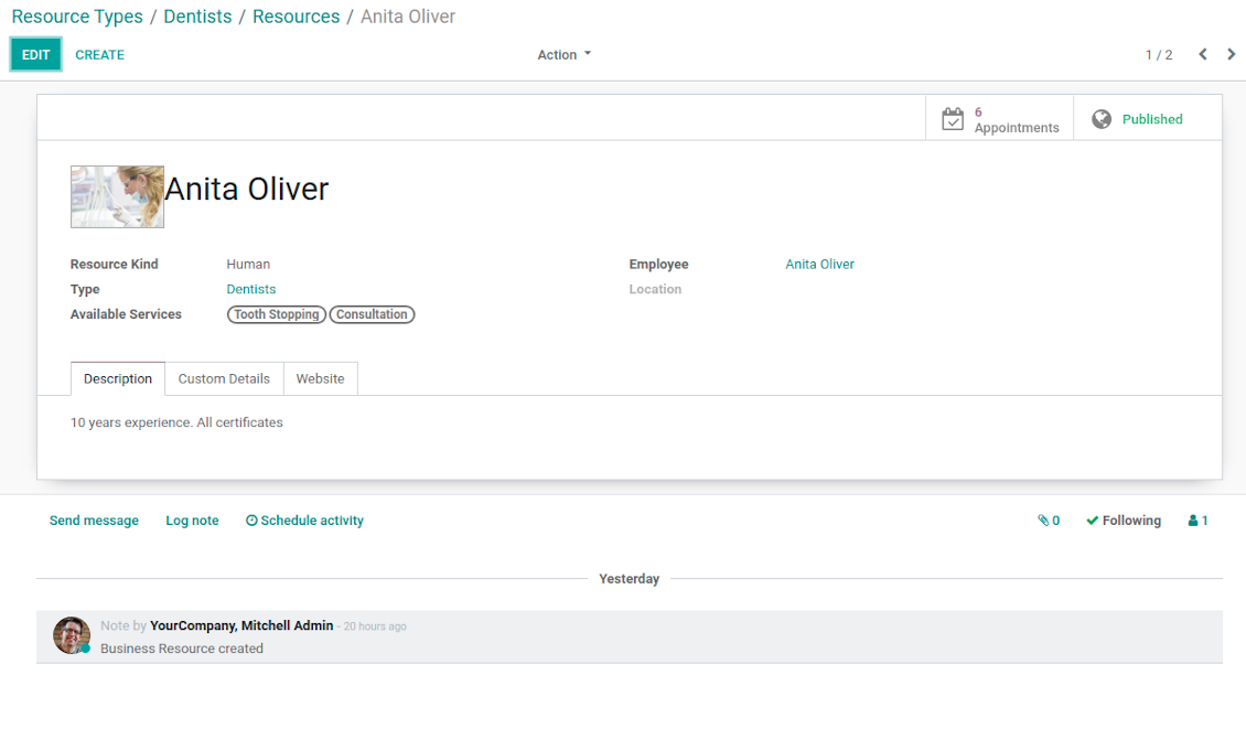 Appointment resource: human