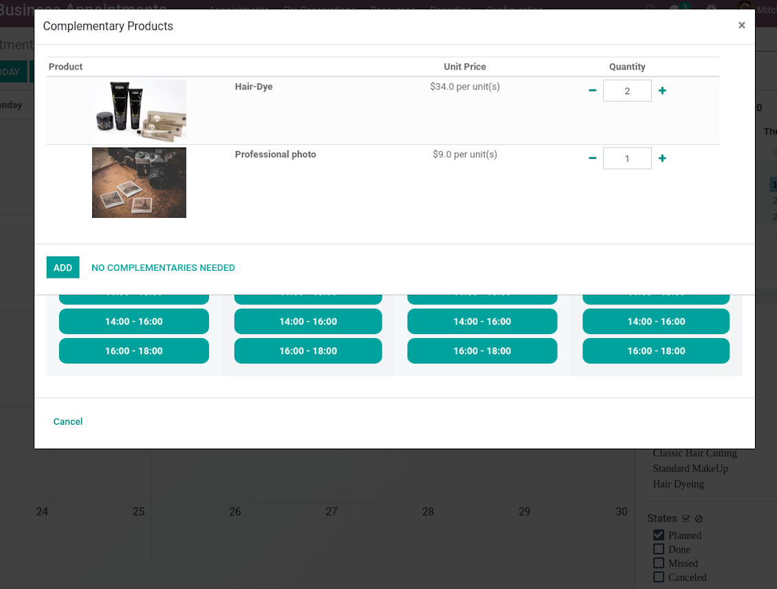 Suggested for appointment products
