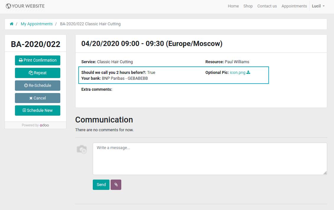Reservation custom portal view