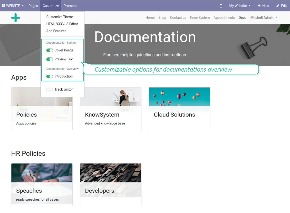 Documentation overview optional features