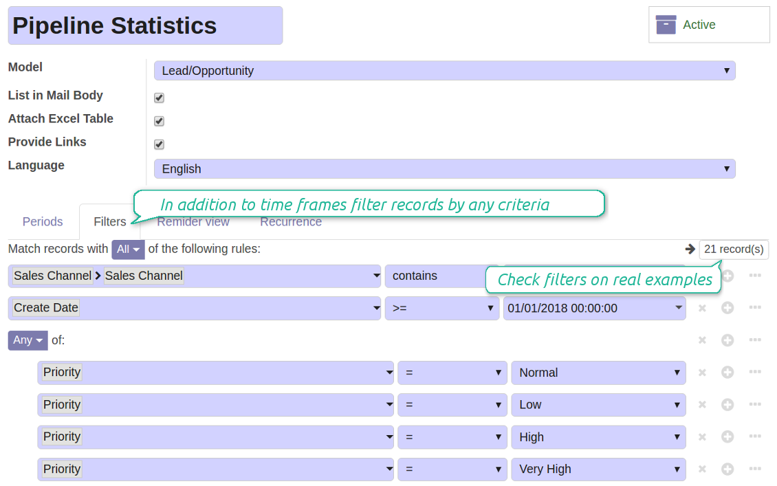 Dynamic lists filter