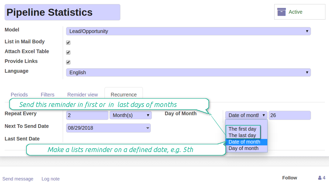 Odoo monthly reminder