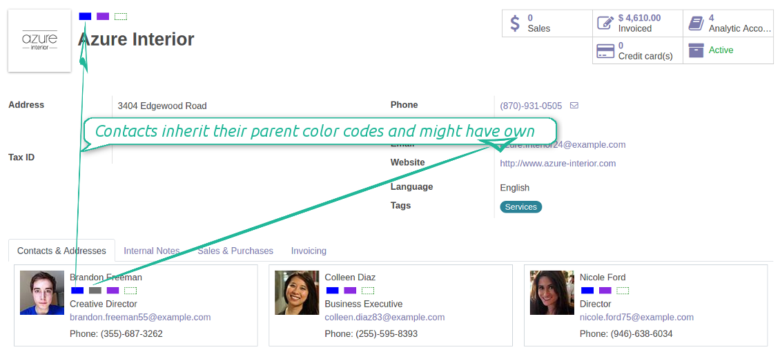 Color codes inheritance