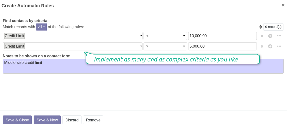 Multiple criteria in rules