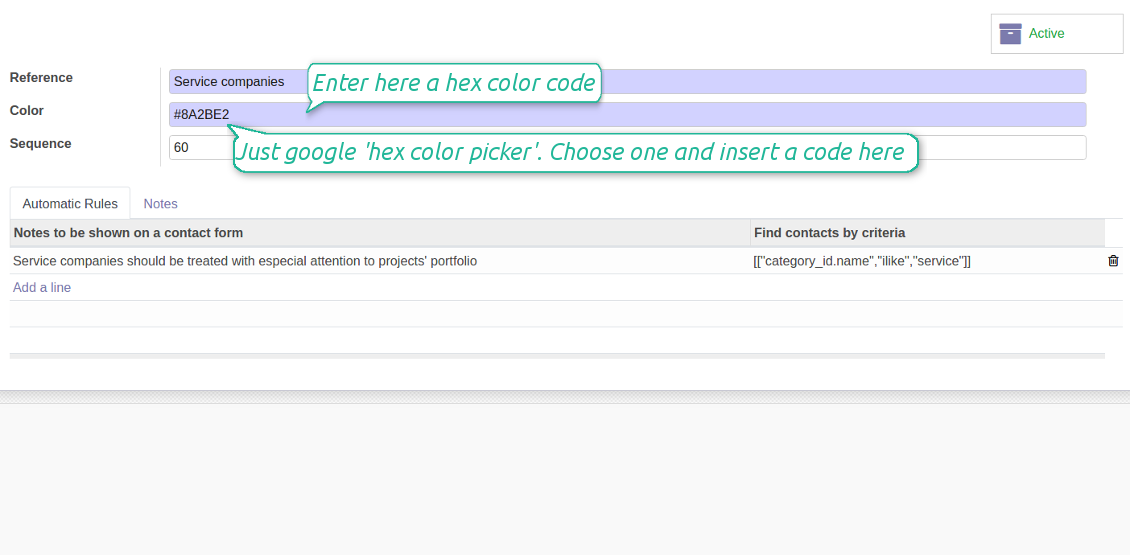 Edit color codes