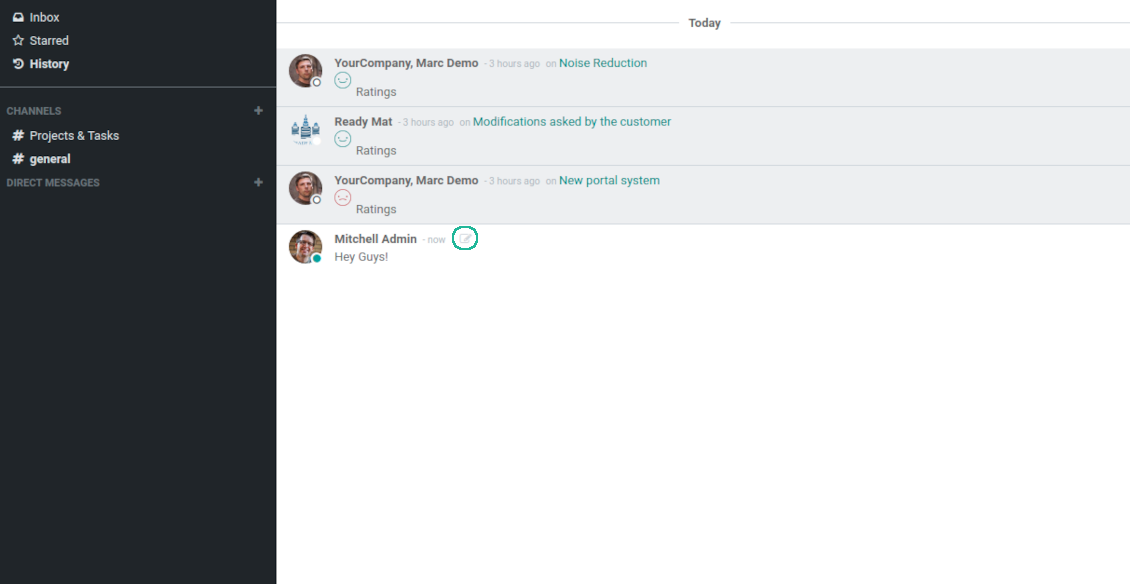 Odoo channels updatable messages
