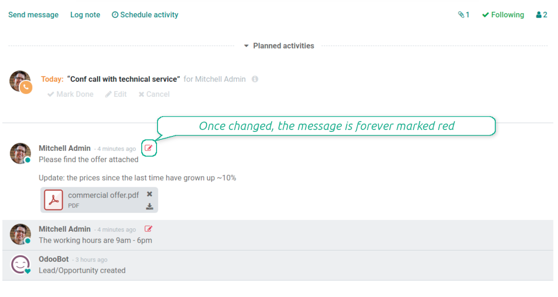 Messages' and notes' changes are distinguishable