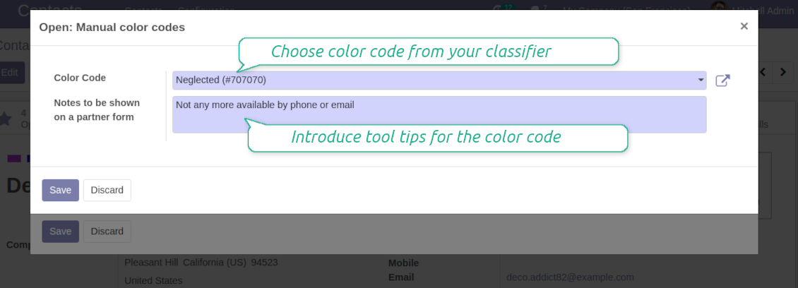 Color code partner notes