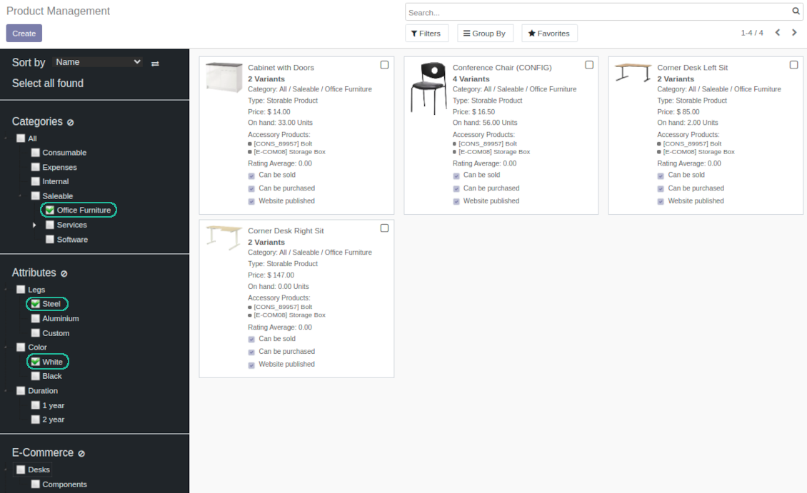Odoo product management: search and bulk update
