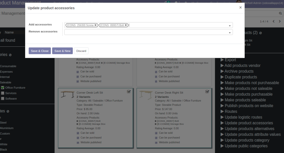Bulk update of Odoo accessories