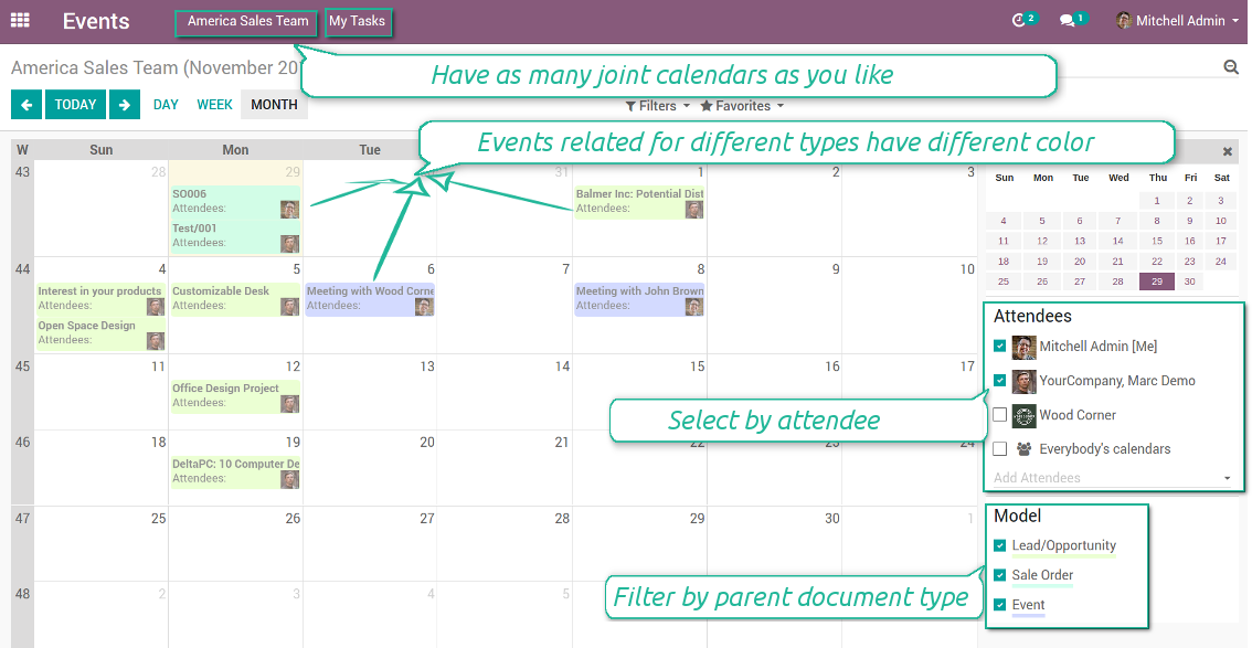 Odoo super calendar events