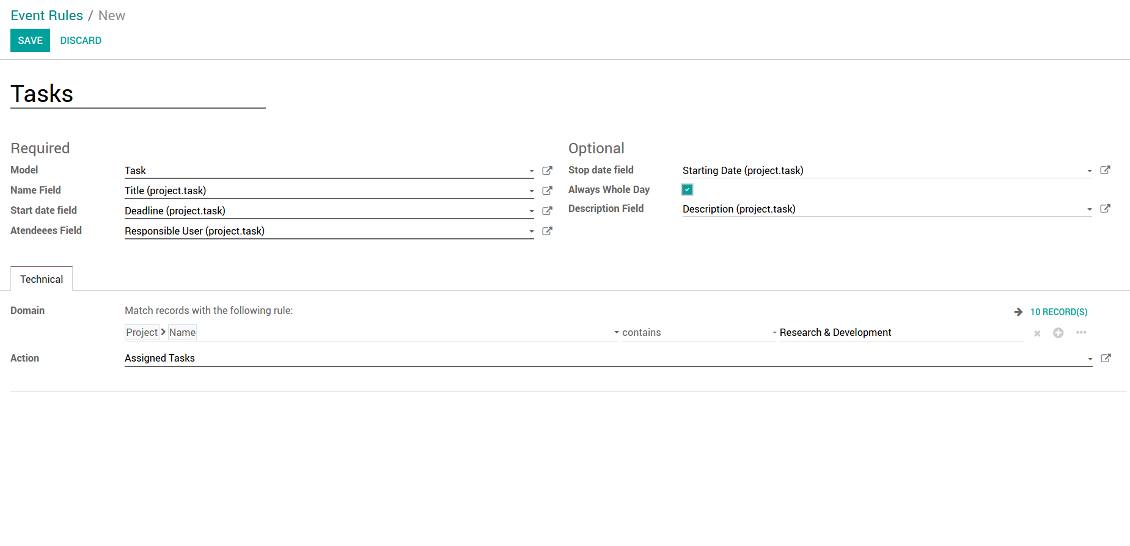 Tasks joint calendar