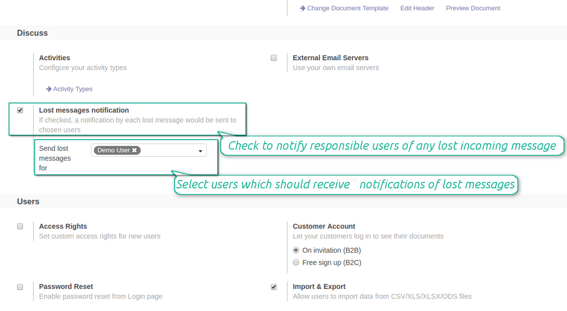 Lost messages notification