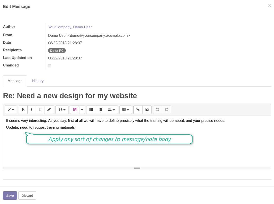 Odoo message body to modify
