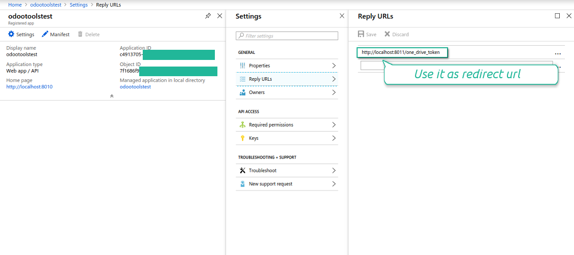 Odoo Onedrive redirect url
