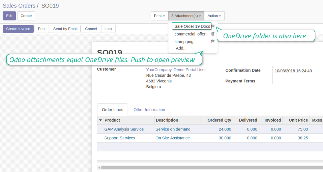 Integrate Odoo and Onedrive